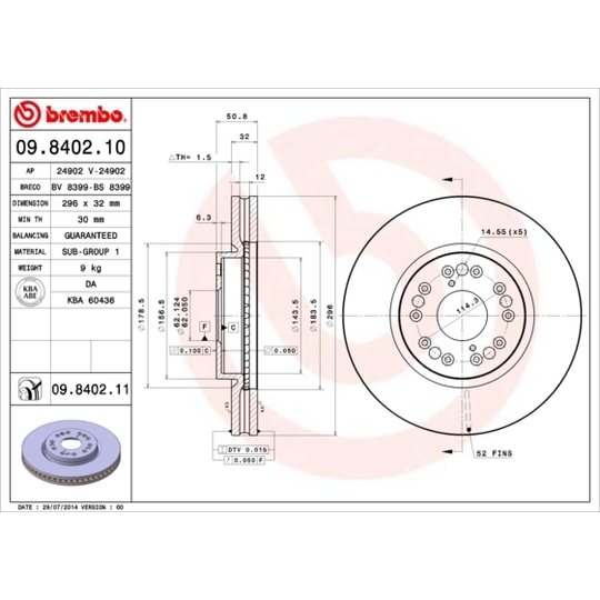 09.8402.10 - Brake Disc 