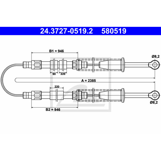 24.3727-0519.2 - Cable, parking brake 