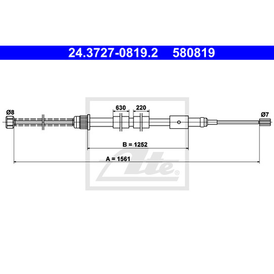 24.3727-0819.2 - Cable, parking brake 