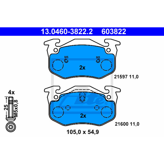 13.0460-3822.2 - Brake Pad Set, disc brake 
