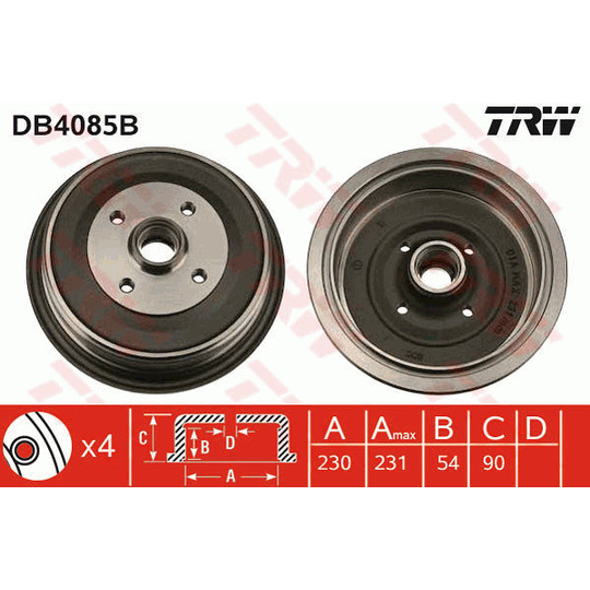 DB4085B - Brake Drum 