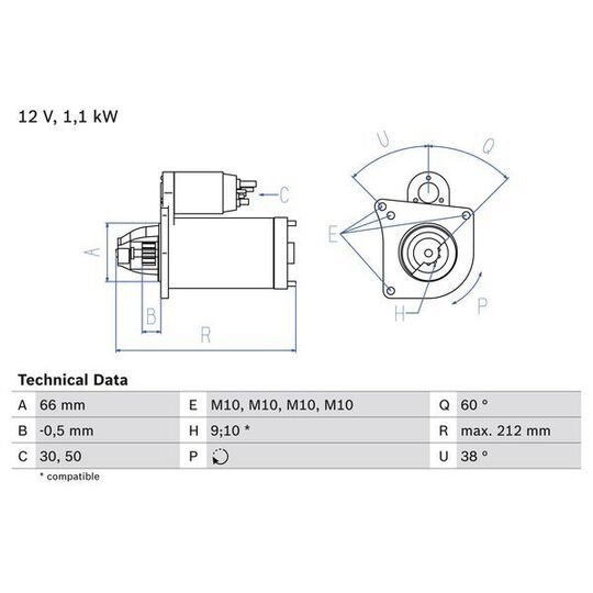 0 986 016 400 - Startmotor 