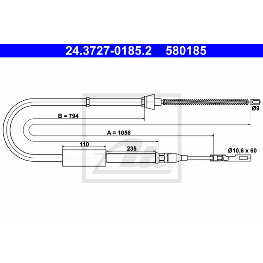 24.3727-0185.2 - Cable, parking brake 