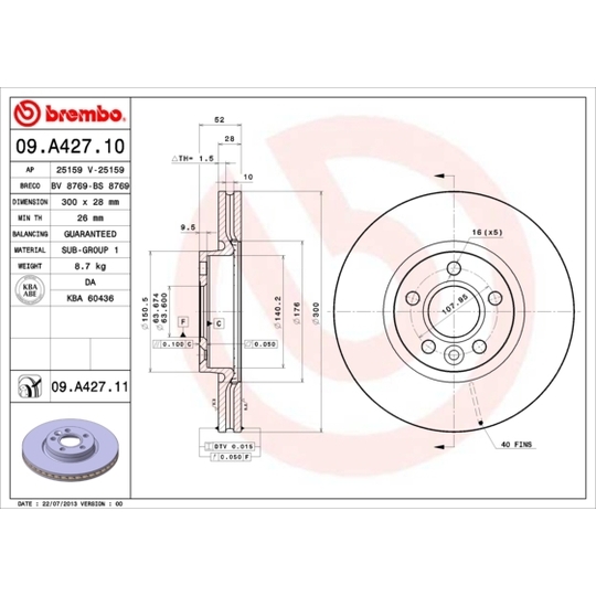 09.A427.10 - Brake Disc 