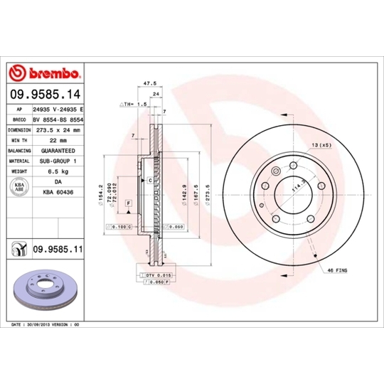 09.9585.14 - Brake Disc 