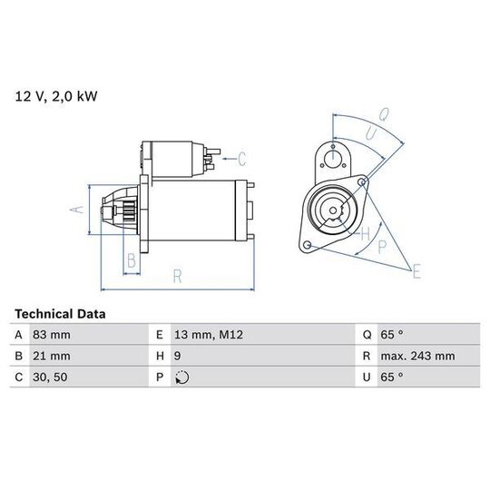 0 986 018 030 - Startmotor 