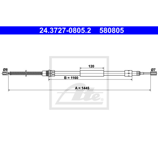 24.3727-0805.2 - Cable, parking brake 