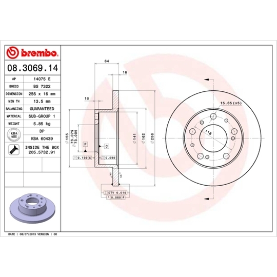 08.3069.14 - Brake Disc 