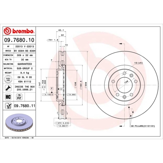 09.7680.10 - Brake Disc 