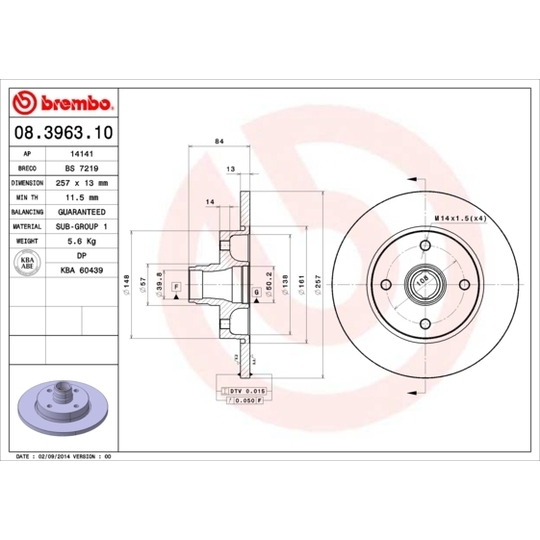 08.3963.10 - Brake Disc 