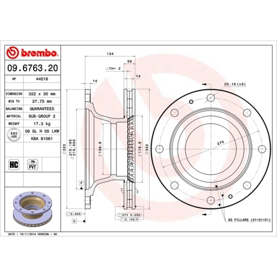 09.6763.20 - Brake Disc 