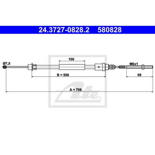 24.3727-0828.2 - Cable, parking brake 
