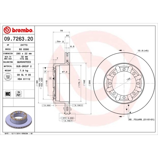 09.7263.20 - Brake Disc 