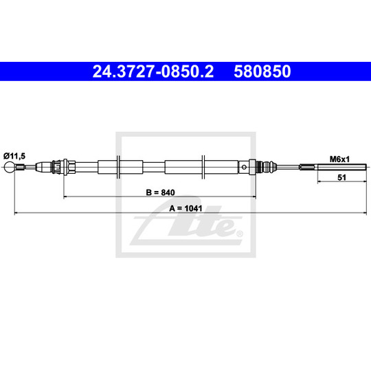 24.3727-0850.2 - Cable, parking brake 