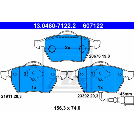 13.0460-7122.2 - Brake Pad Set, disc brake 