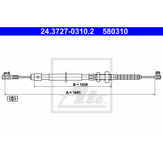 24.3727-0310.2 - Cable, parking brake 