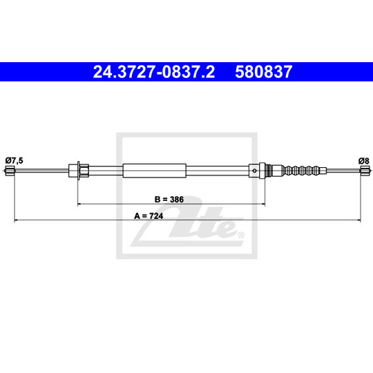 24.3727-0837.2 - Cable, parking brake 