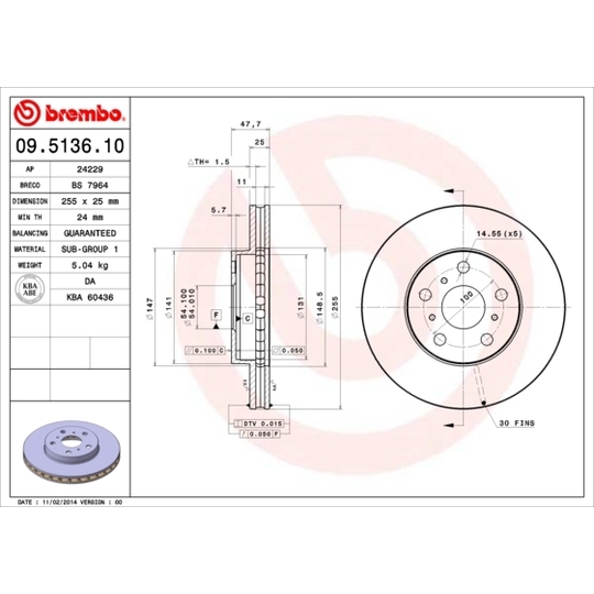 09.5136.10 - Brake Disc 