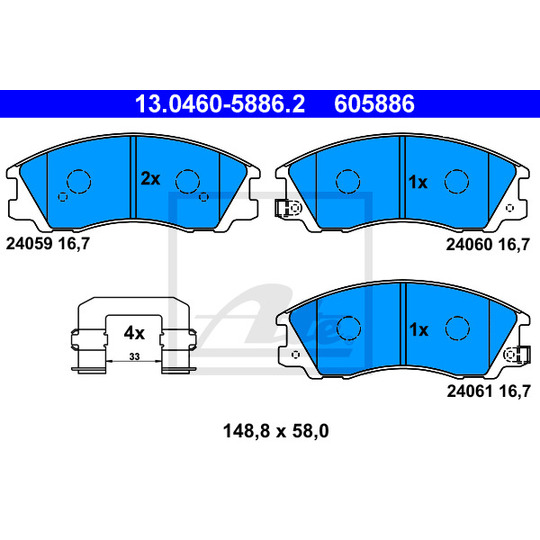 13.0460-5886.2 - Brake Pad Set, disc brake 