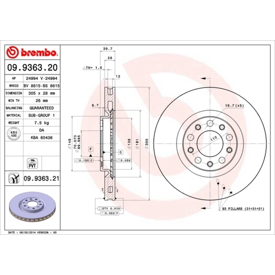 09.9363.20 - Brake Disc 