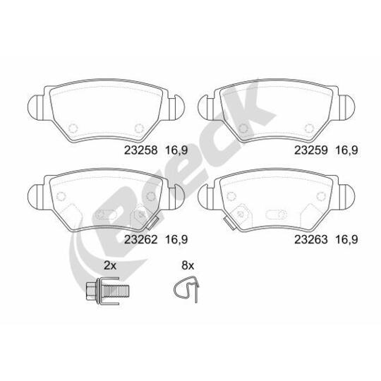 23258 00 704 10 - Piduriklotsi komplekt, ketaspidur 