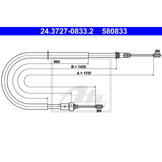 24.3727-0833.2 - Cable, parking brake 