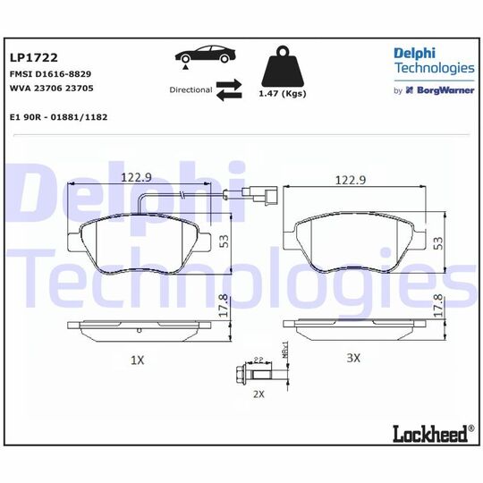 LP1722 - Brake Pad Set, disc brake 