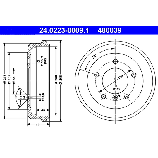 24.0223-0009.1 - Brake Drum 