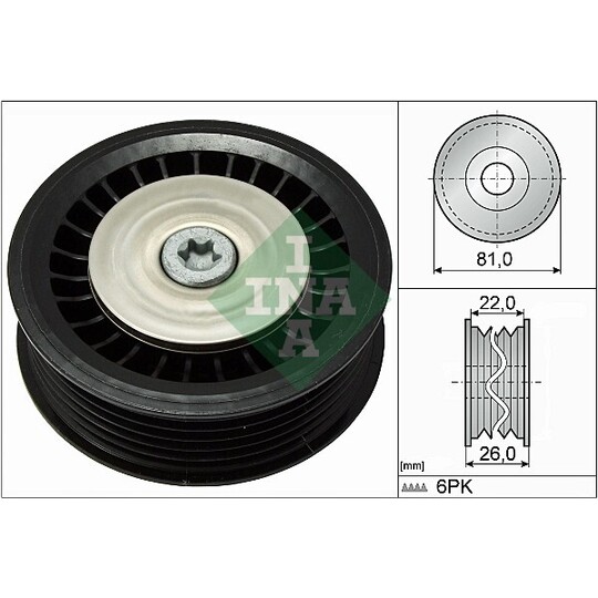 532 0678 10 - Deflection/Guide Pulley, v-ribbed belt 