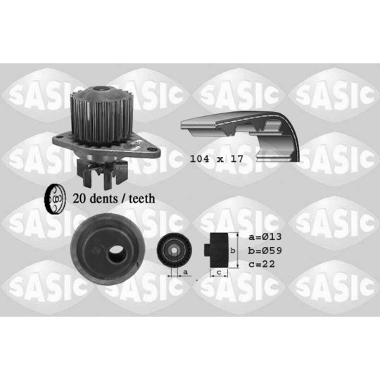 3900020 - Water Pump & Timing Belt Set 