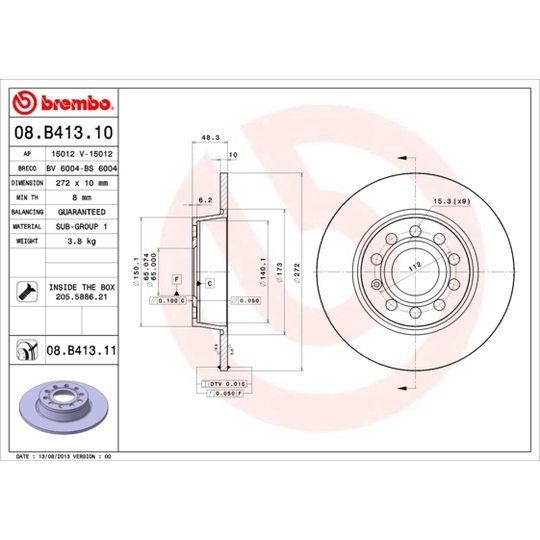 08.B413.11 - Brake Disc 