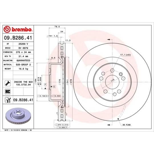 09.B286.41 - Brake Disc 