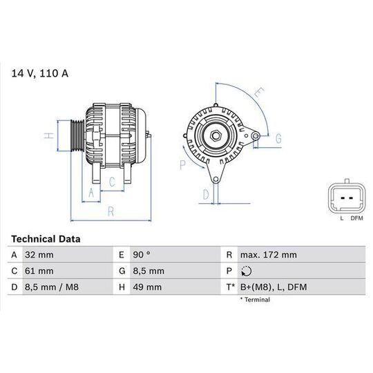 0 986 080 330 - Alternator 