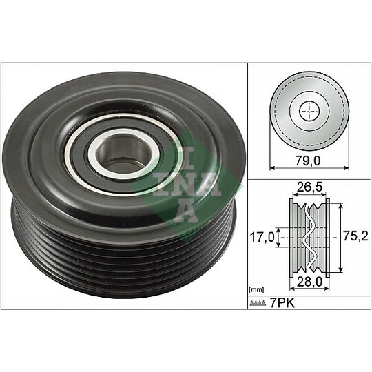 532 0609 10 - Deflection/Guide Pulley, v-ribbed belt 