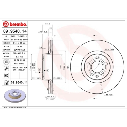 09.9540.11 - Brake Disc 