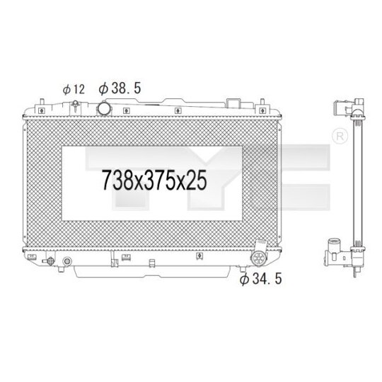 736-1011 - Kylare, motorkylning 