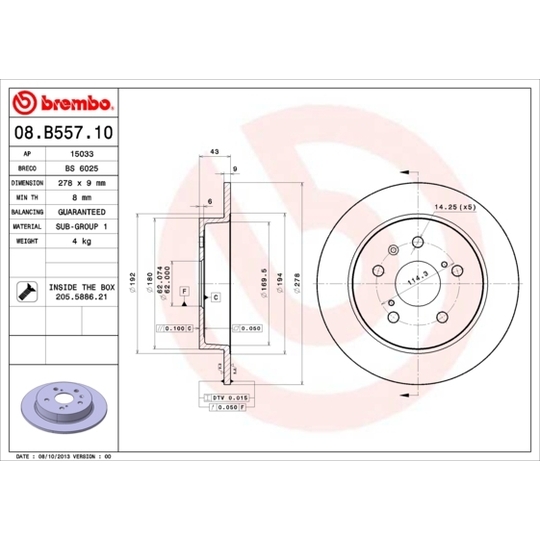 08.B557.10 - Brake Disc 