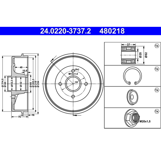 24.0220-3737.2 - Brake Drum 