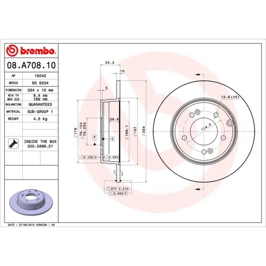 08.A708.10 - Bromsskiva 