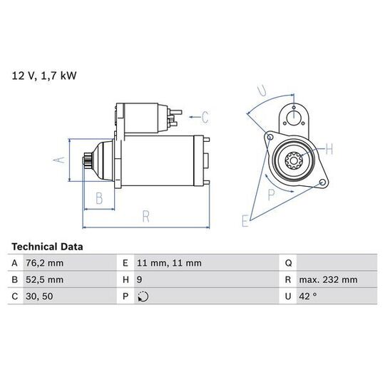 0 986 022 470 - Startmotor 