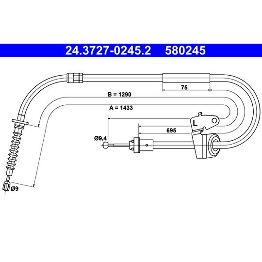 24.3727-0245.2 - Cable, parking brake 