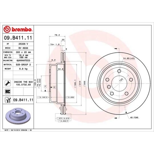 09.B411.11 - Brake Disc 