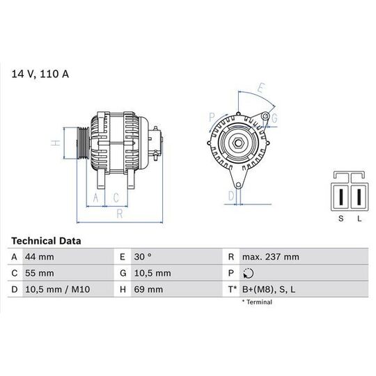 0 986 080 640 - Alternator 