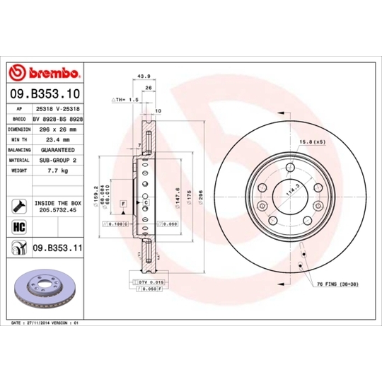 09.B353.10 - Brake Disc 