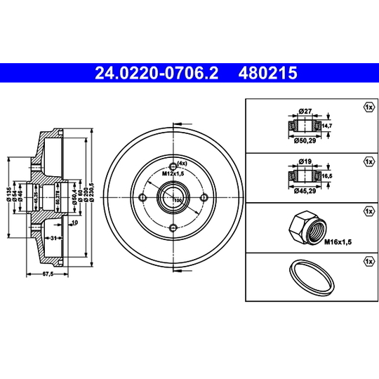 24.0220-0706.2 - Brake Drum 