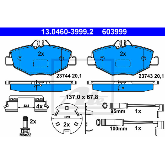 13.0460-3999.2 - Brake Pad Set, disc brake 