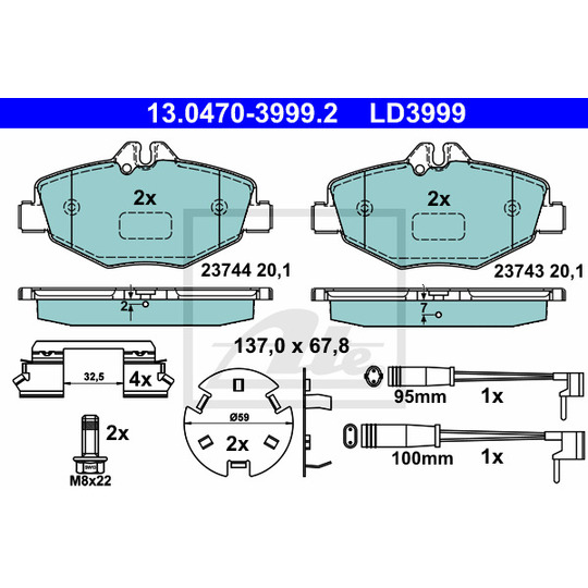 13.0470-3999.2 - Brake Pad Set, disc brake 