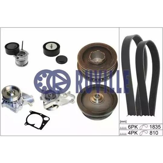 55064801 - Water Pump + V-Ribbed Belt Set 