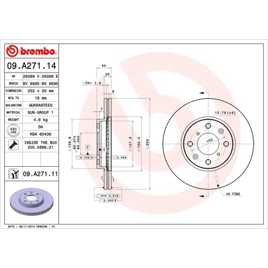 09.A271.14 - Brake Disc 