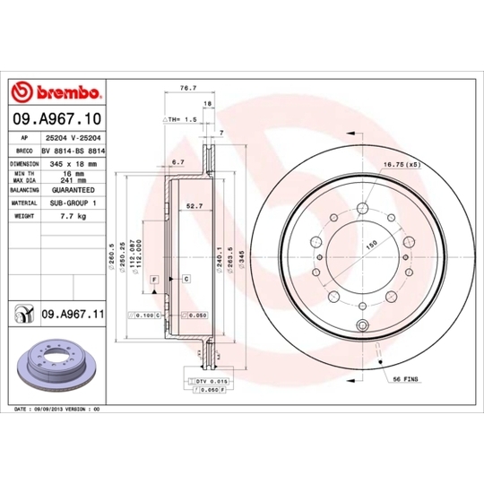 09.A967.10 - Brake Disc 